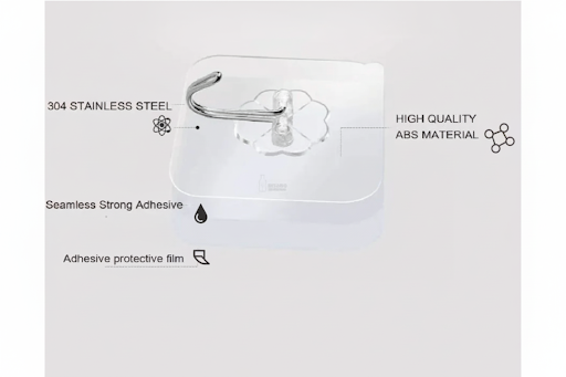 NFLEXFLOW Adhesive Wall Hooks - Pack of 10