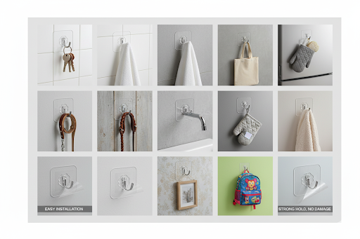 NFLEXFLOW Adhesive Wall Hooks - Pack of 10