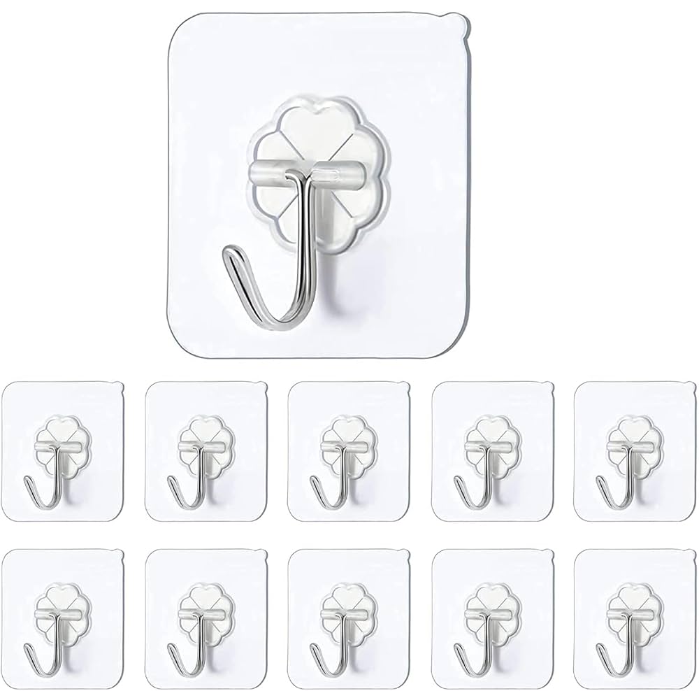 NFLEXFLOW Adhesive Wall Hooks - Pack of 10