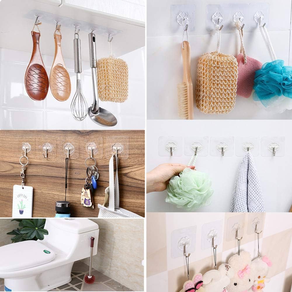 NFLEXFLOW Adhesive Wall Hooks - Pack of 10