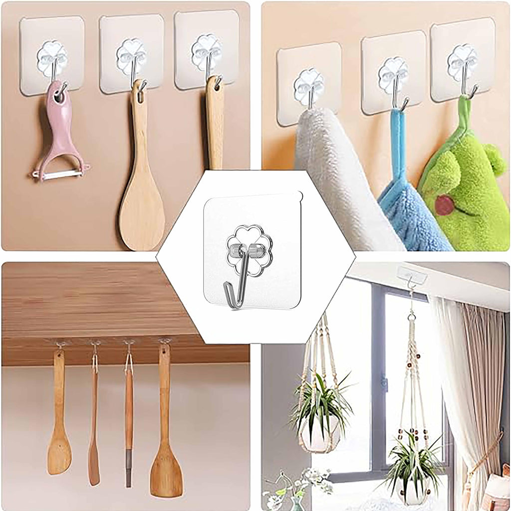 NFLEXFLOW Adhesive Wall Hooks - Pack of 10